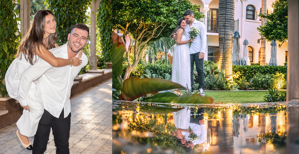 Creative engagement portraits of Brandon and Sydnie after their Boca Raton marriage proposal