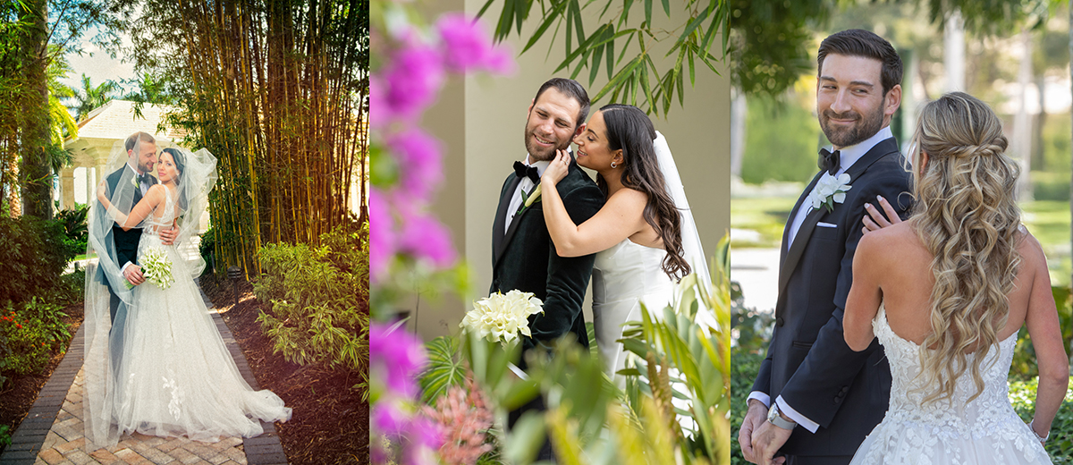Bride and groom wedding portraits taken by South Florida wedding photographer Jeff Kolodny at Boca Raton venues including The Polo Club, Woodfield Country Club, and Stonebridge Country Club.