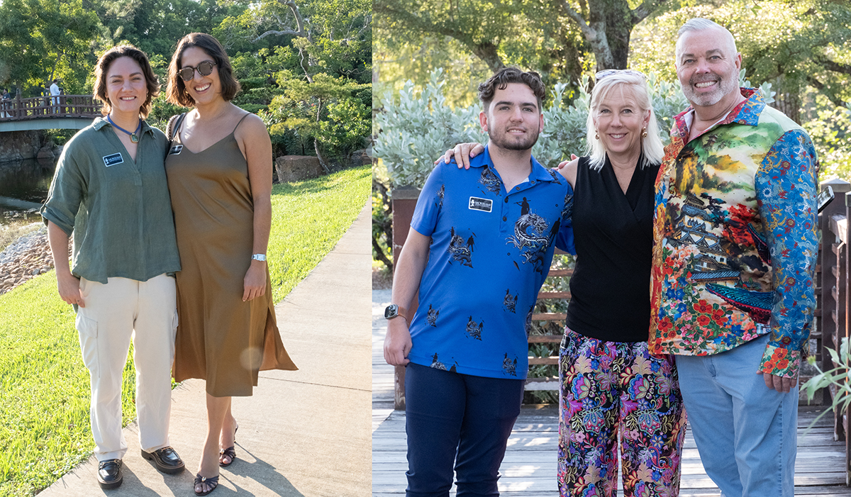 Friends and family photographed by an LGBTQ+ proposal photographer at Morikami Museum during Steve and Sam’s private surprise proposal tour in Delray Beach, Florida.