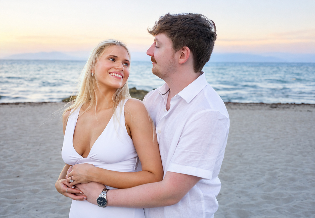 Josh and Rachael after their marriage proposal on a Boca Raton beach