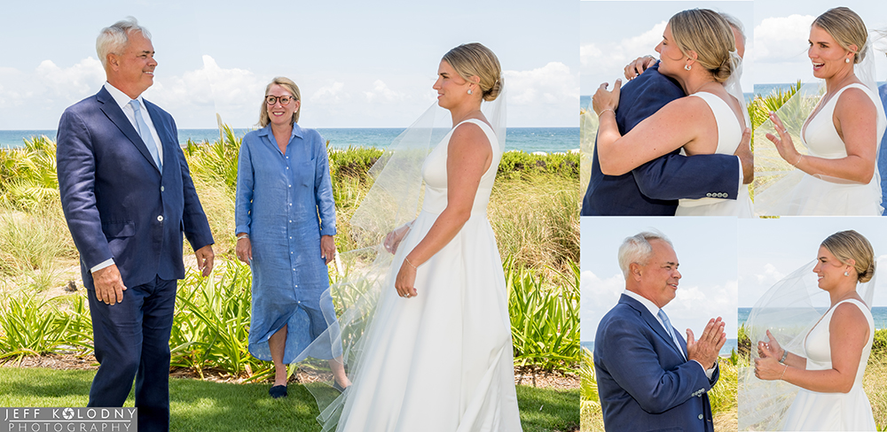 Emotional father-daughter first look by the ocean before Katie’s wedding at The Boca Raton.