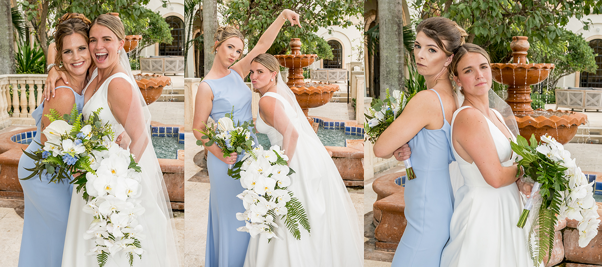 Katie sharing fun and playful moments with her bridesmaids during wedding party photos at The Boca Raton.